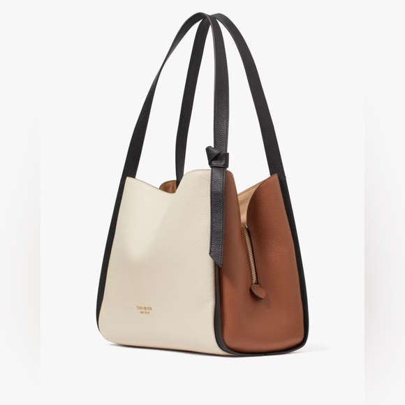 Kate Spade Knott Large Tote Like-New | colorblock ivory, tan, black - Picture 3 of 9